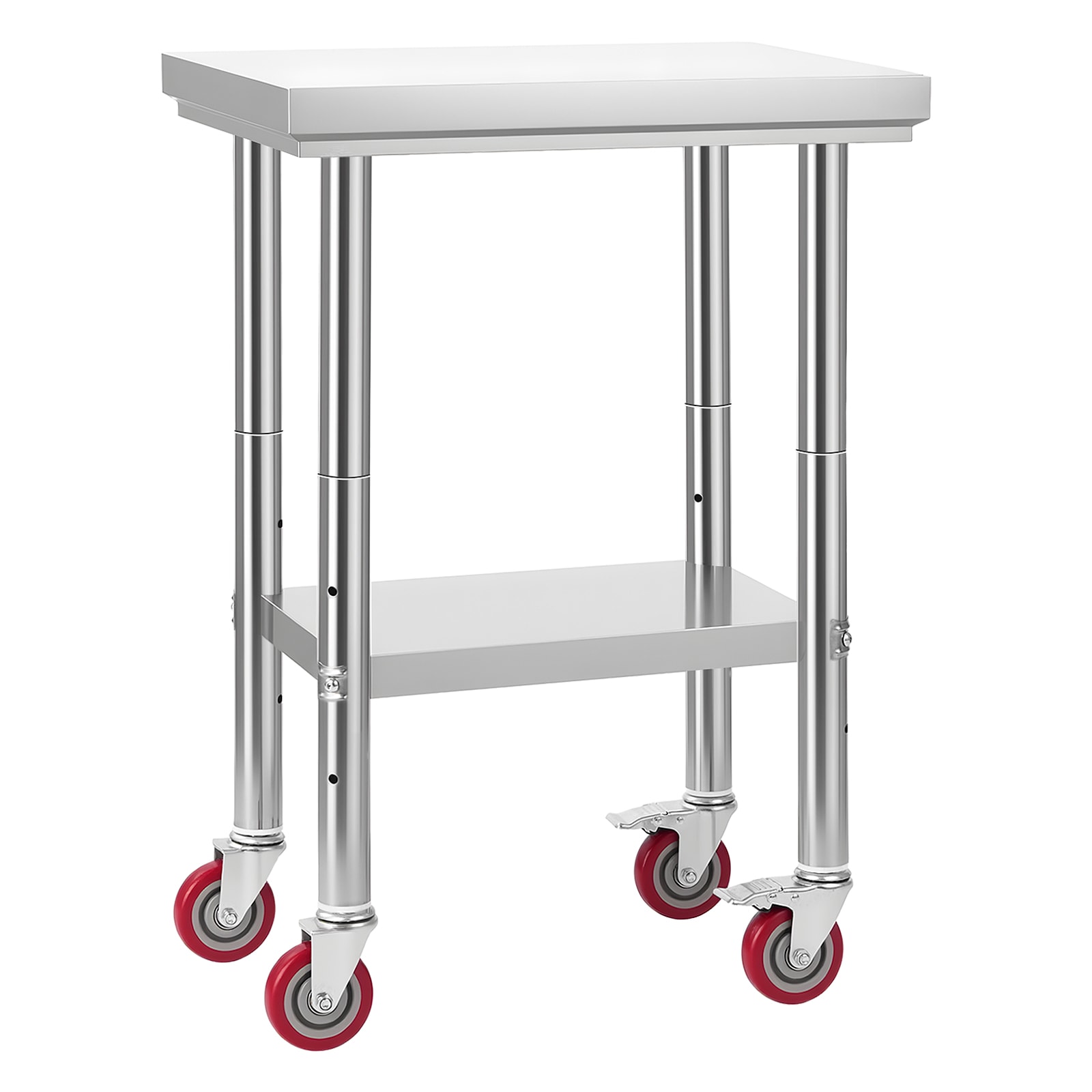 Stainless Steel Kitchen Prep Table With Wheels And Undershelf_voghion.com